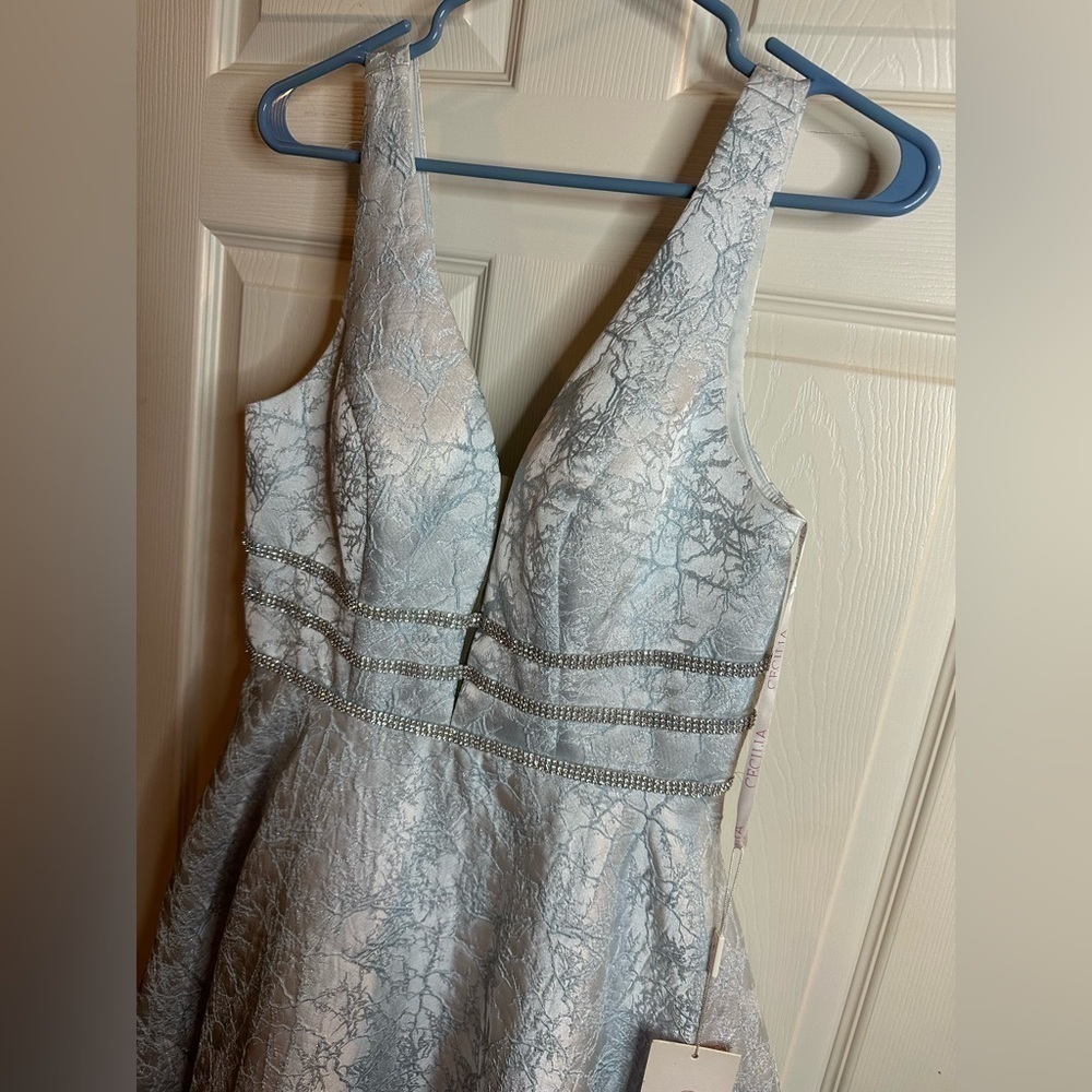 Cecilia Couture 2120 Sleeveless V-Neck Long Dress Sky Blue Cinderella Ice Blue - Picture 6 of 10